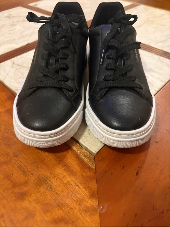 Coach Shoes - Coach Black Leather Low-Top Sneakers with Gold Logo